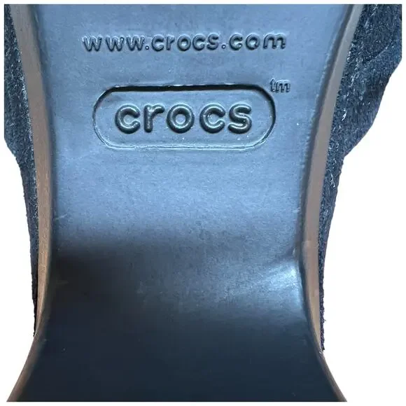 CROCS Sarah Women's 8 Black Suede Clog Slip On Mule Triple Comfort Lightweight - Picture 13 of 16